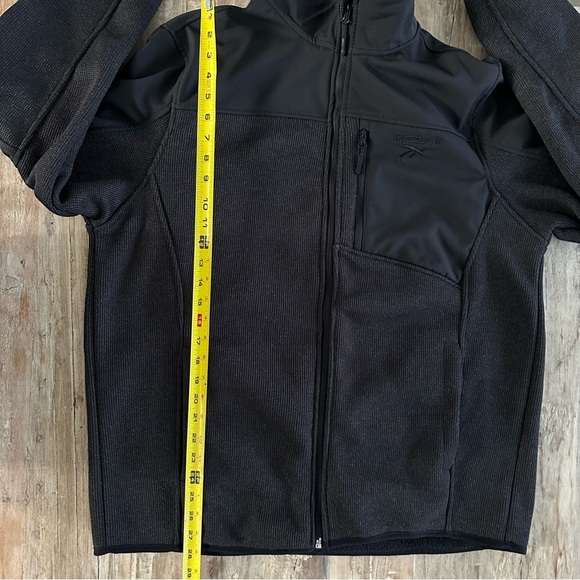 Reebok Full Zip Up Logo Jacket Black XLarge Pockets Mixed Media Athleisure NWOT - Picture 11 of 13